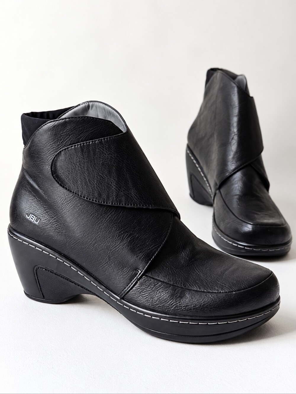 JBU by Jambu Rhonda Encore Black Vegan Leather Faux Fur Ankle Boots Size 10